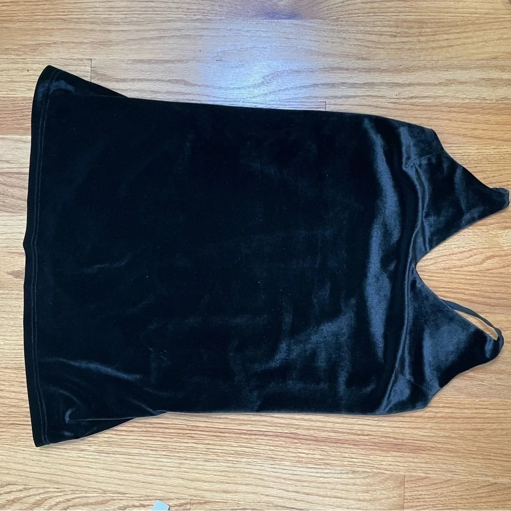 90s Y2K Whimsigoth sleeveless spaghetti strap v-neck velvet velour mini dress - Picture 10 of 12